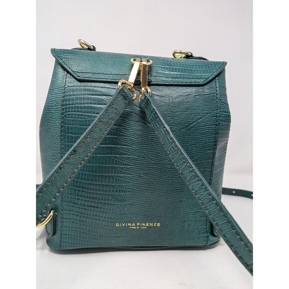 Divina Firenze Trilli Green Italian Leather Convertible Backpack Crossbody Bag main image 5